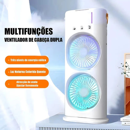 Mini Refrigerador De Ar Ventilador Climatizador Umidificador LED Duplo Reservatório + Controle