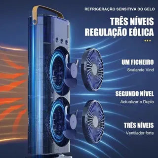 Mini Refrigerador De Ar Ventilador Climatizador Umidificador LED Duplo Reservatório + Controle